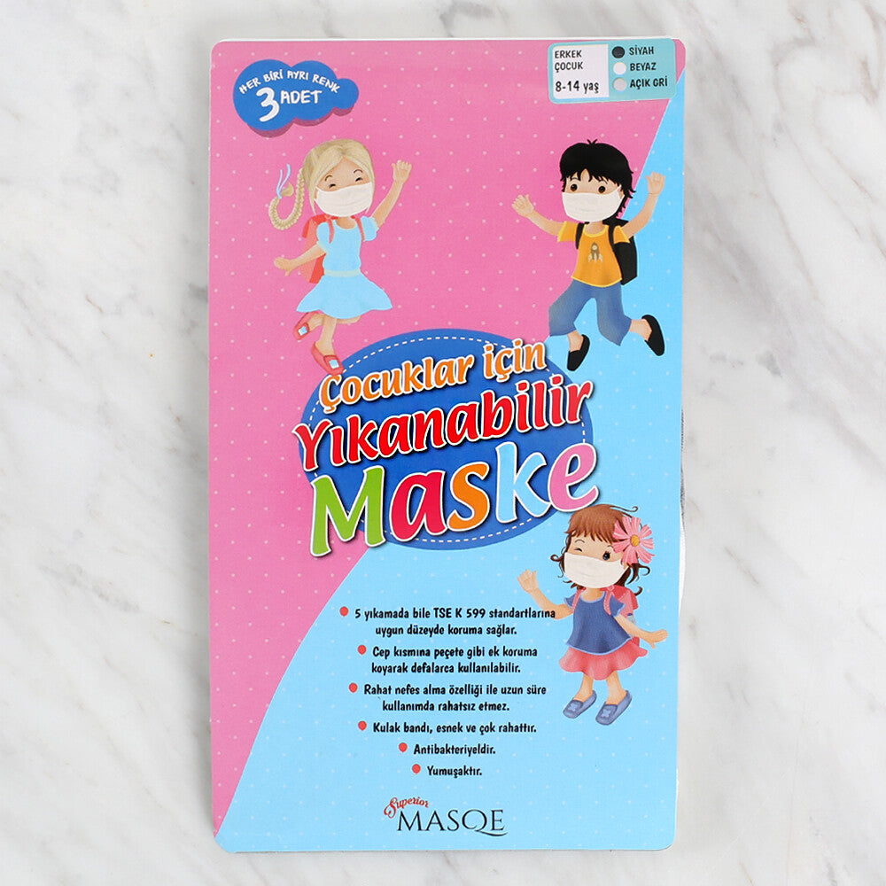 Loren Erkek Çocuklar için Yıkanabilir Maske 8 - 14 Yaş
